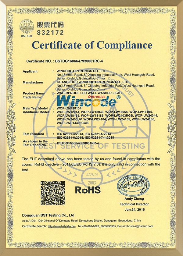 светодиодная настенная шайба Rohs